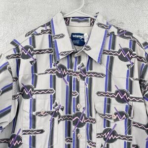 Vtg Wrangler Brushpopper Western Shirt Mens 17.5-35 Gray Tomahawk X-Long Tails